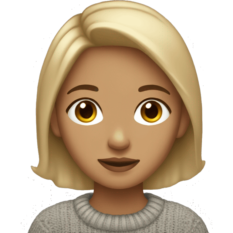 light skin girl with brown hair and blonde highlights in a sweater emoji