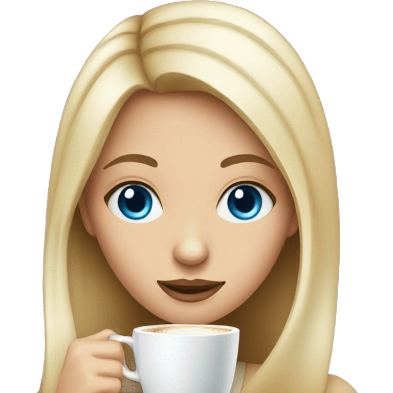 girl with blue eyes drinking coffee  emoji