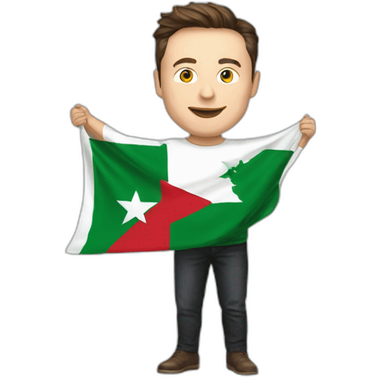 Elon musk holding algeria flag emoji