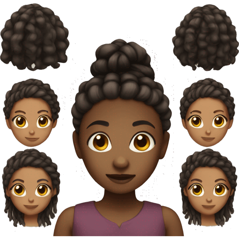 Black girl with braids and brown eyes and brown hair emoji