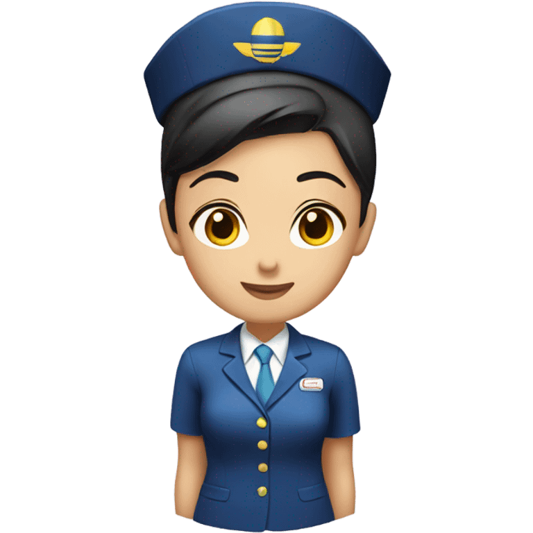 asian flight attendant with luggage without hat emoji