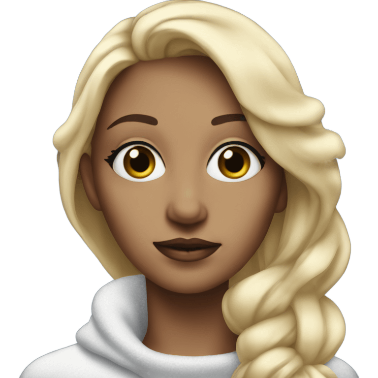 blonde woman with snow powder under her nose and huge eyes  emoji