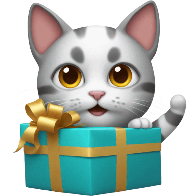 cat holding a gift emoji