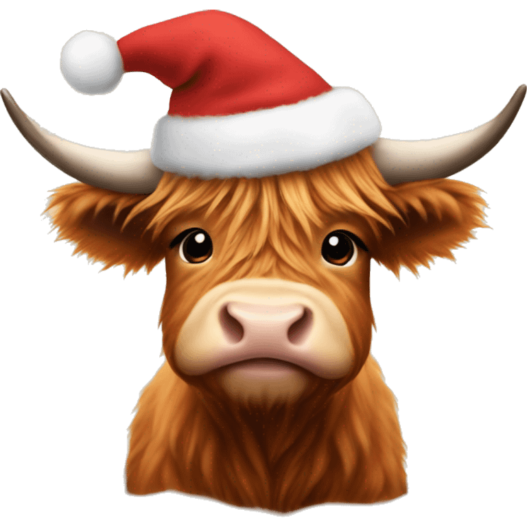 baby highland cow with christmas hat on  emoji