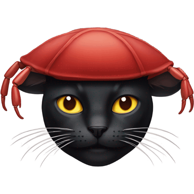 Black cat wearing a crab hat  emoji