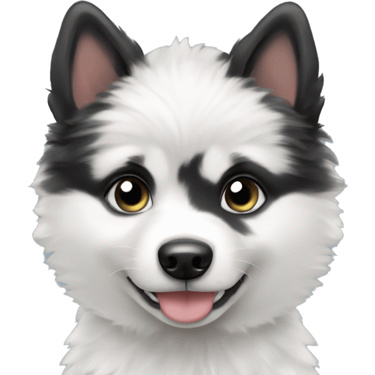 black and white pomsky puppy  emoji