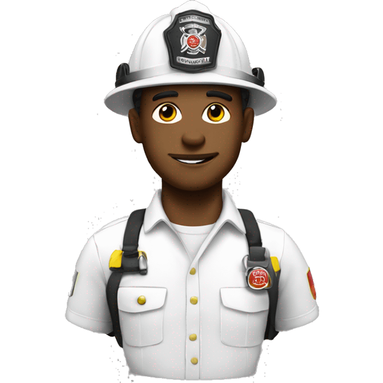 white firefighter with nametag smith emoji