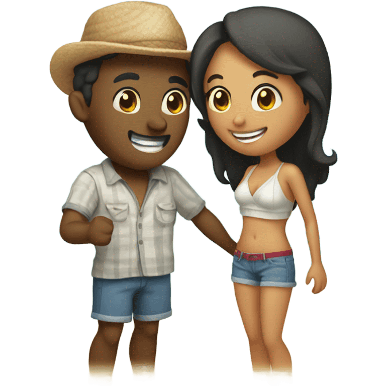 happy couple at the beach emoji