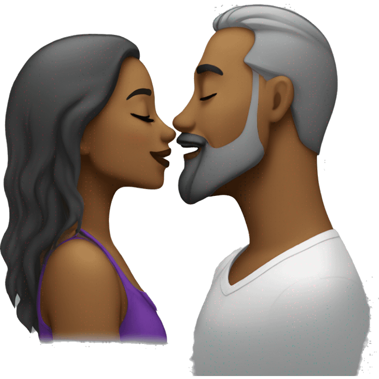  Grey Goatee beard man kisses Caribbean girl emoji