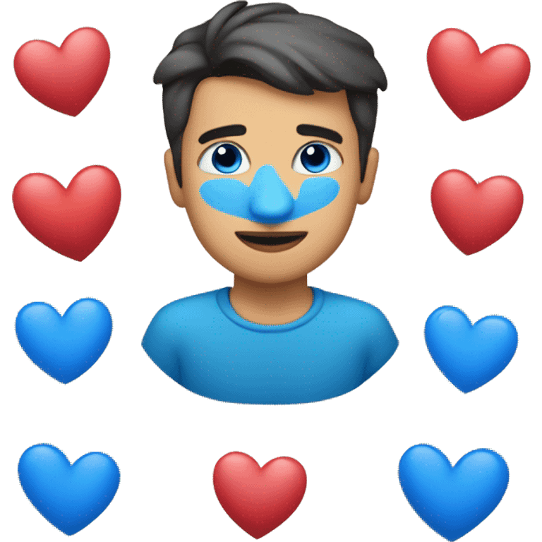 Hombre con corazones azules en los ojos  emoji