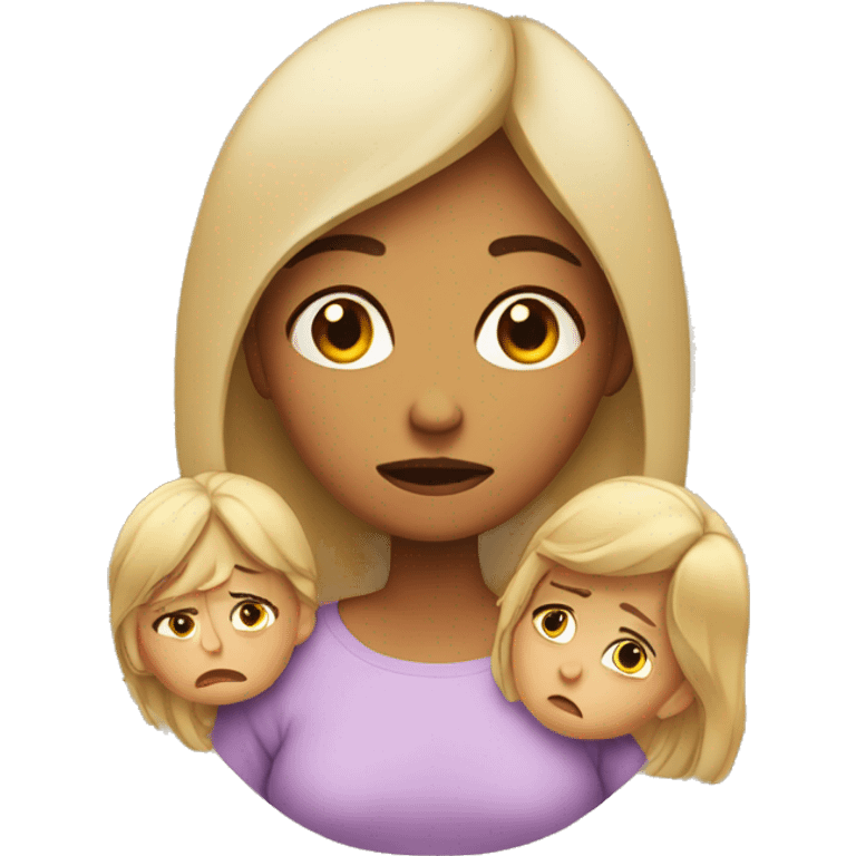 sad woman with 4 kids emoji