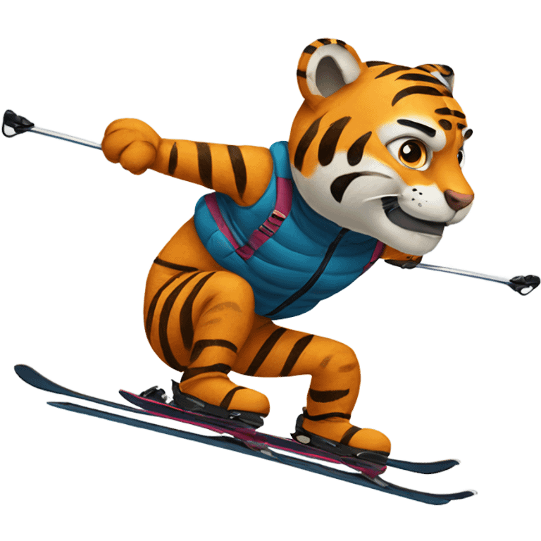 Tiger skiing emoji