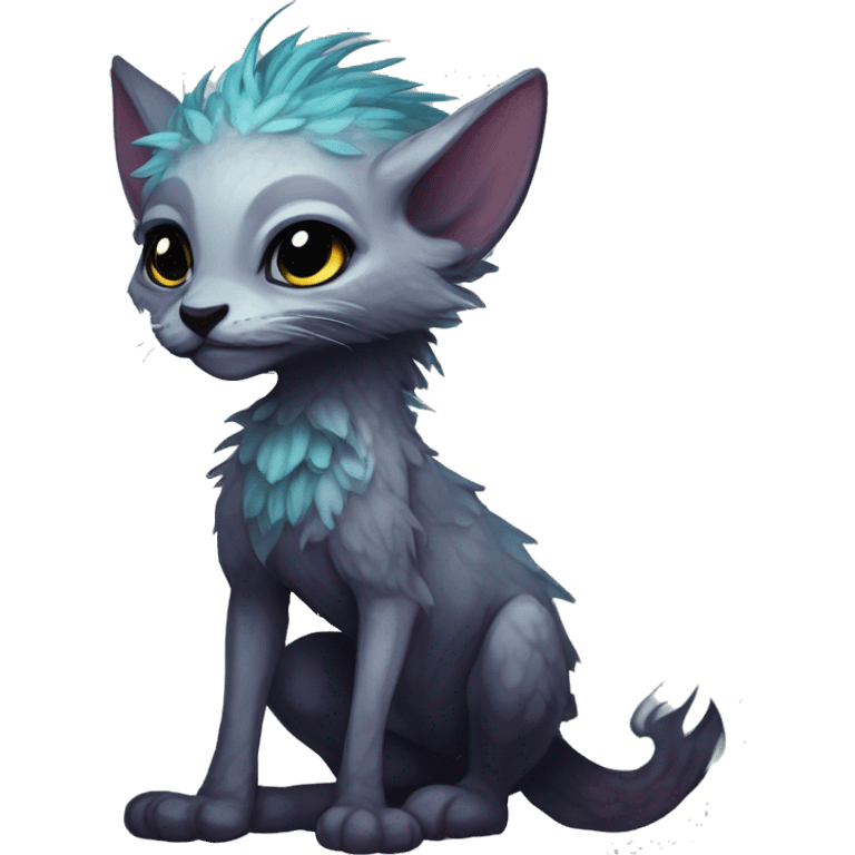  Cute Edgy Realistic Rare Fantasy eldritch Slim Vernid-Trico-Melprin-species by LiLaiRa, by Falvie, full body emoji