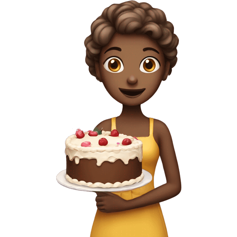 Girl with cake emoji