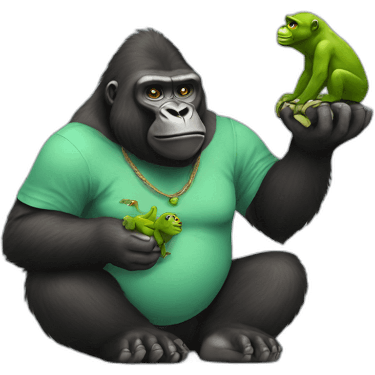 Gorilla holding frogs emoji