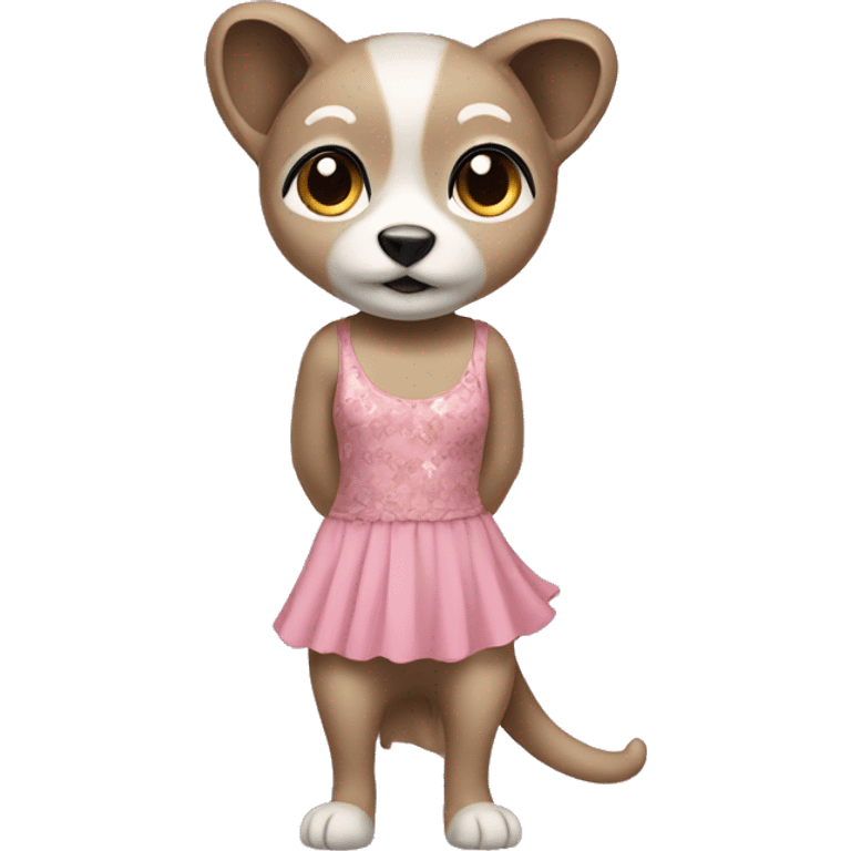 a chuwawa wearing a dress emoji