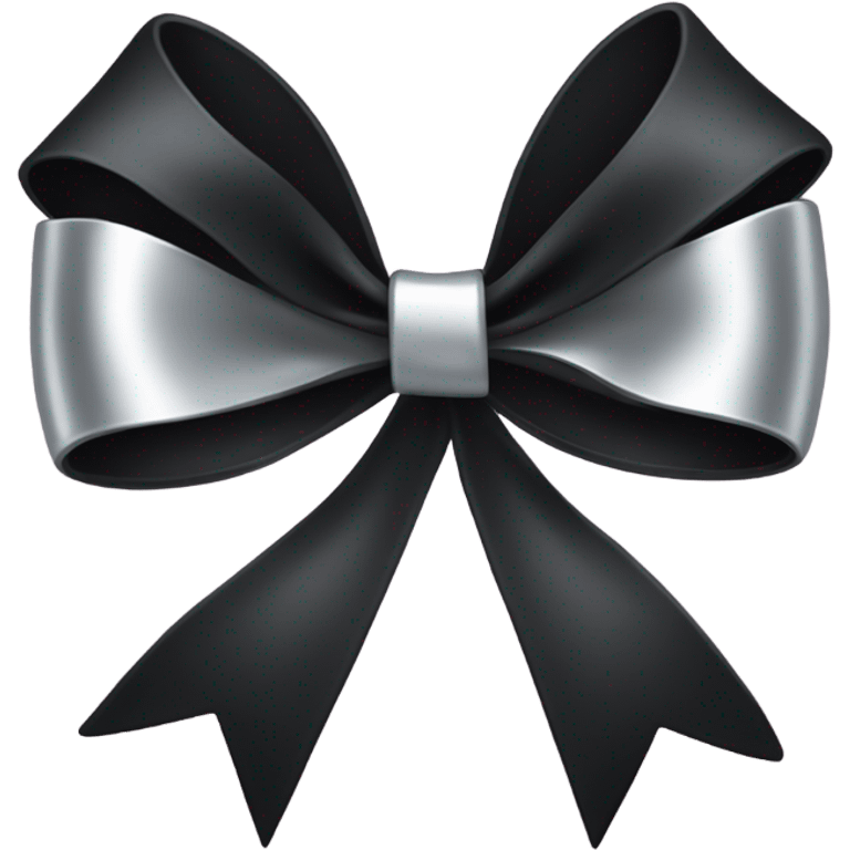 black bow with a silver heart bow in the center emoji