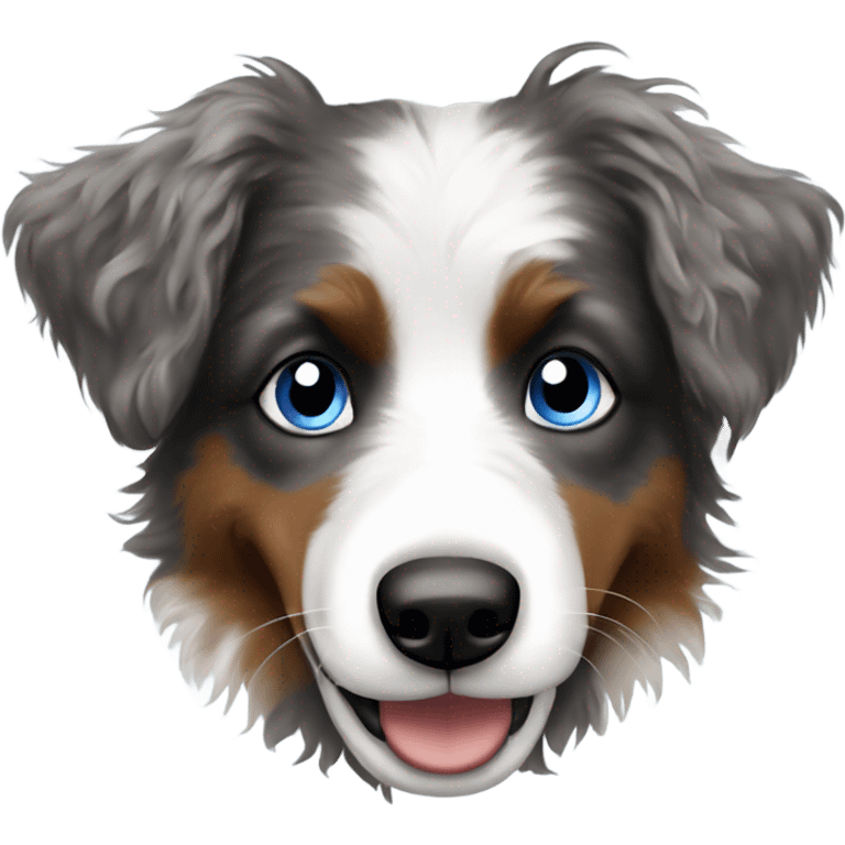 Mini Aussie doodle with one blue eye and one brown eye dancing  emoji