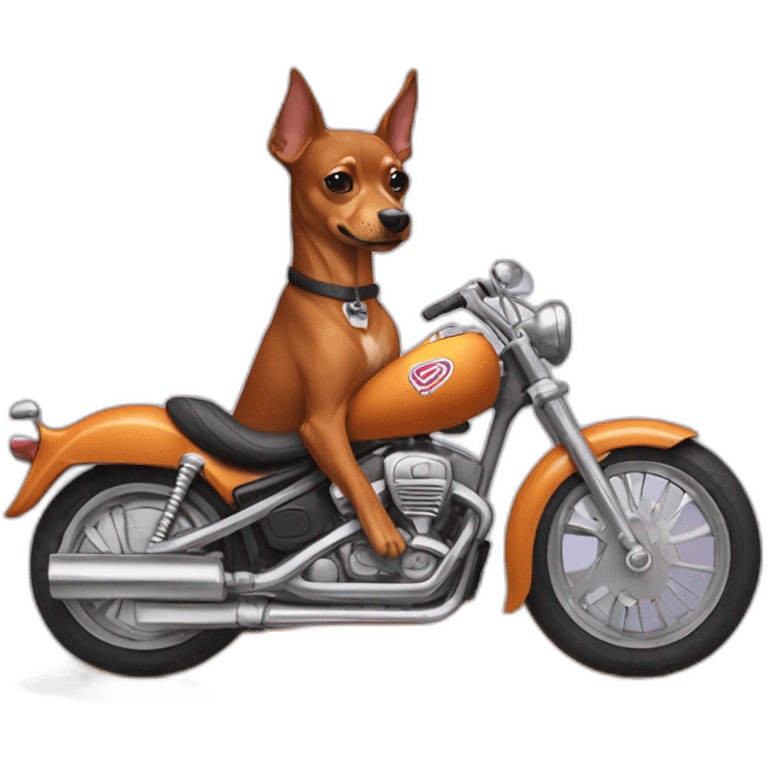 caramel color pinscher dog as basketball player ridding a motorcycle emoji