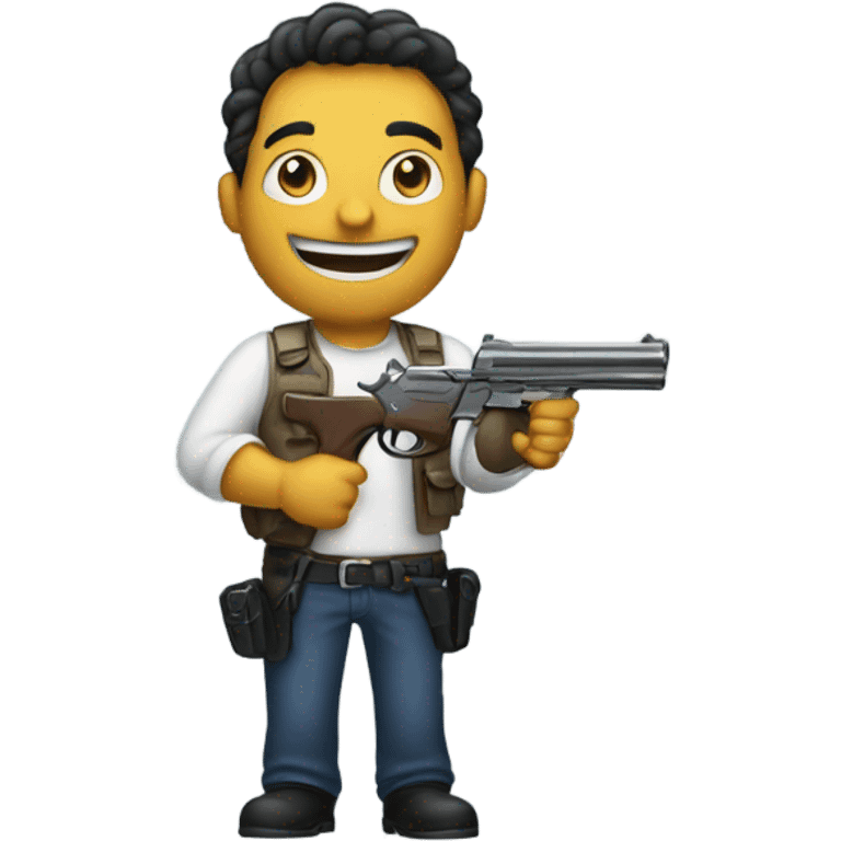 person happy with gun emoji