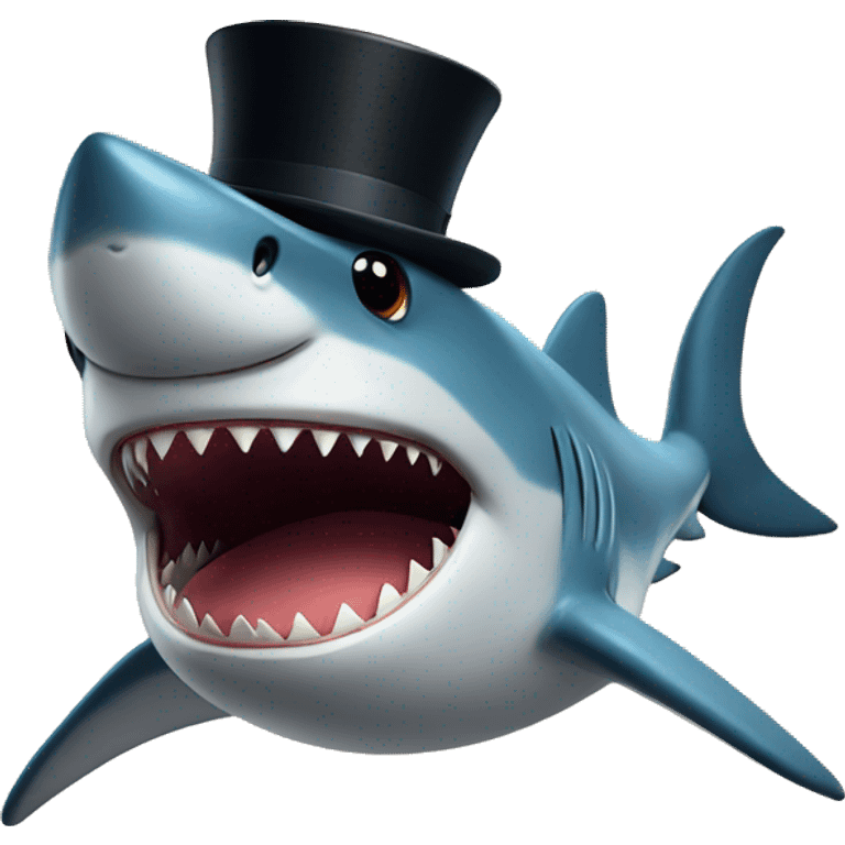 Shark with a top hat emoji