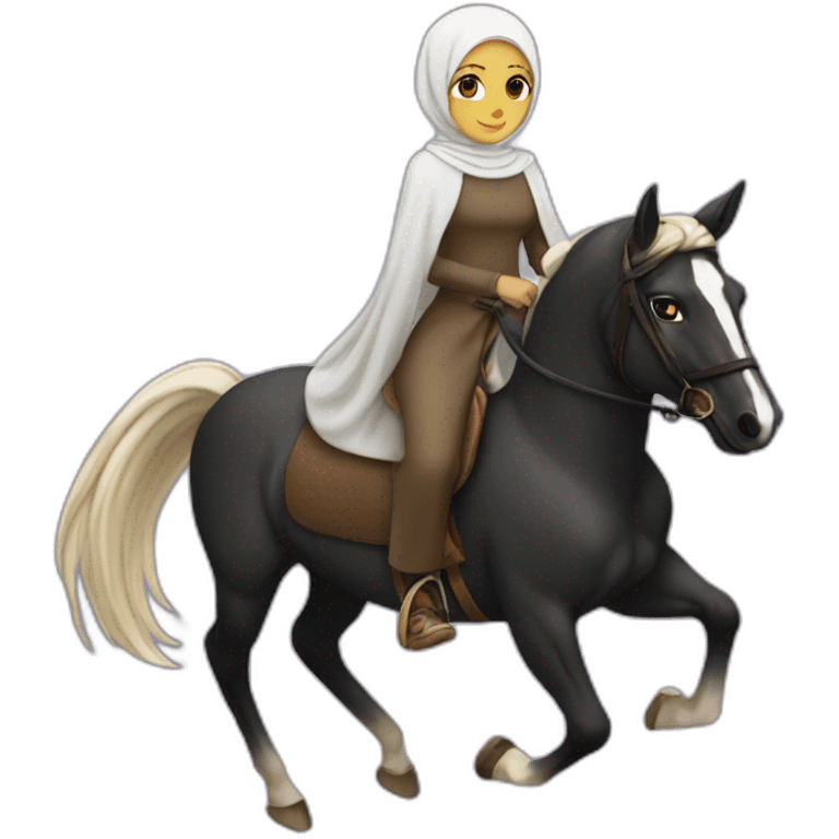 Hijabi riding a horse emoji