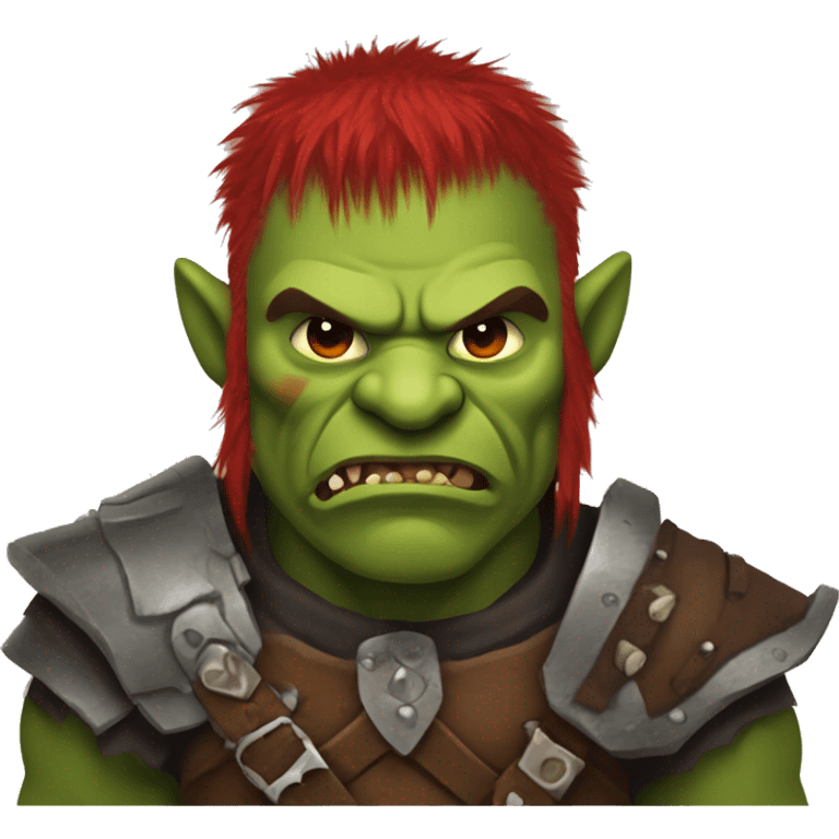 Berserker orc with red beard & red mohican emoji