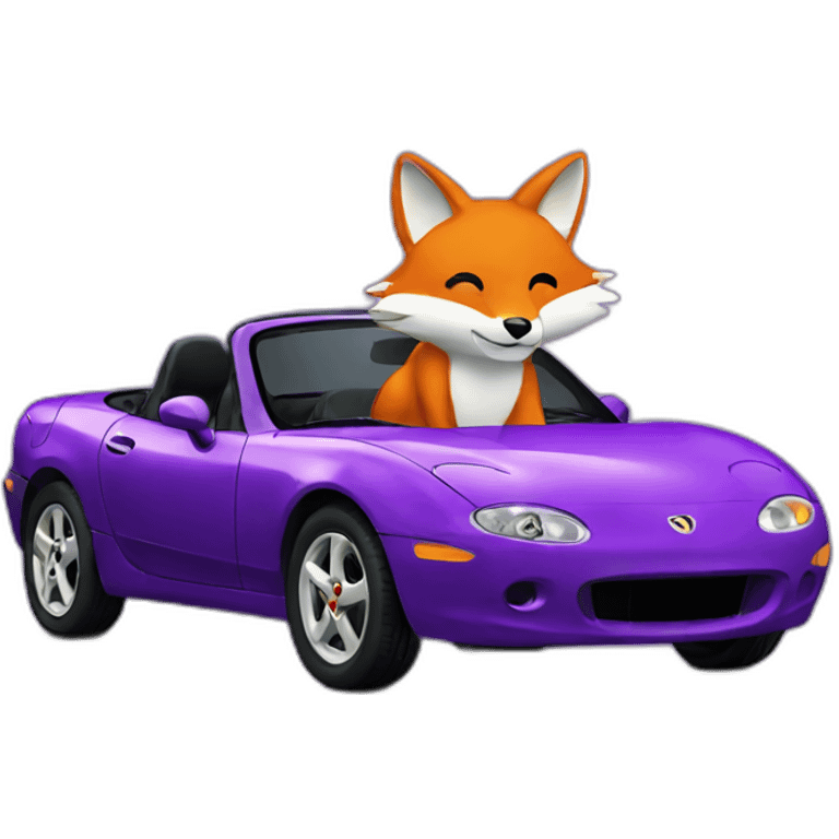 fox driving a purple 1995 miata emoji