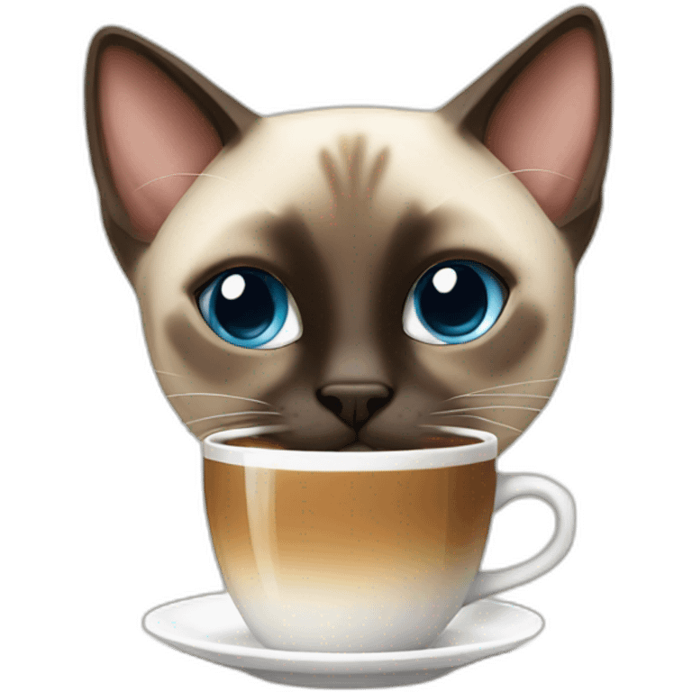 siamese cat drinking coffee emoji