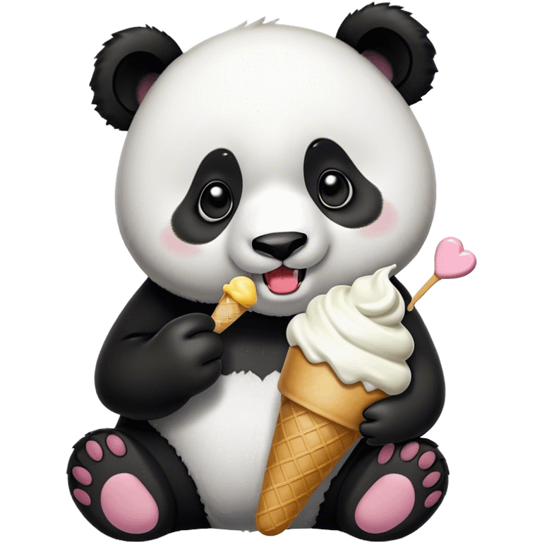 Panda eating ice cream emoji