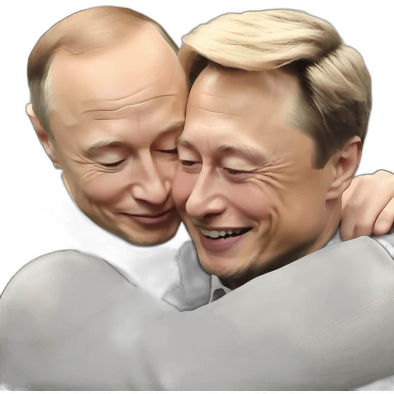 Elon Musk hugs Putin emoji