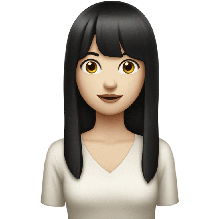 Pale girl with long black hair and bangs emoji