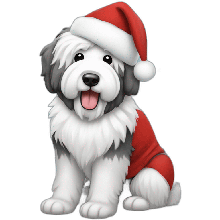 Old English Sheepdog as Santa emoji