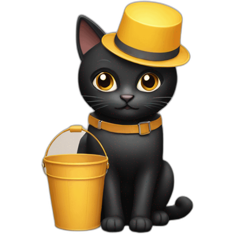 Black cat with a bucket on its head emoji