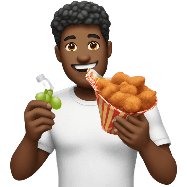 guy eating fried chicken holding grape koolaid emoji