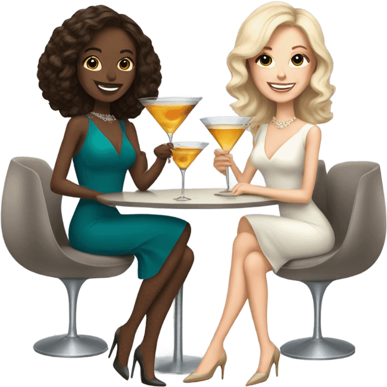 rich white women friends sipping martinis brunettes emoji