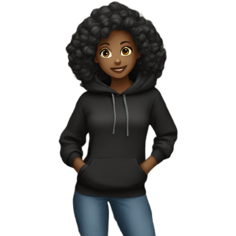 Black girl black hoodie  emoji