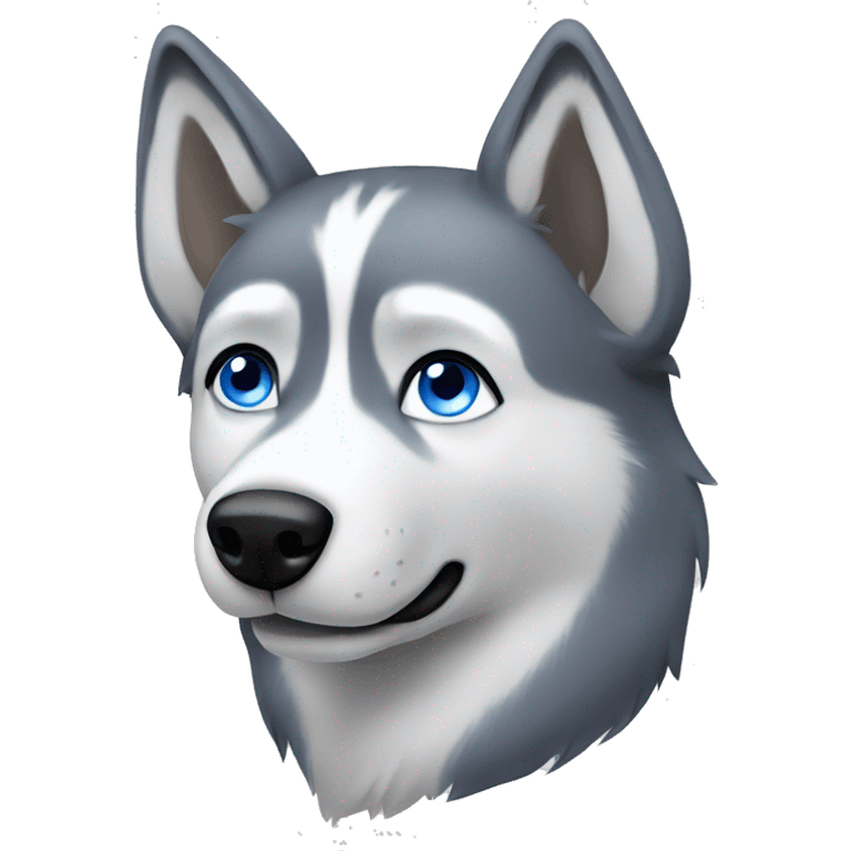 Grey husky with blue eyes emoji