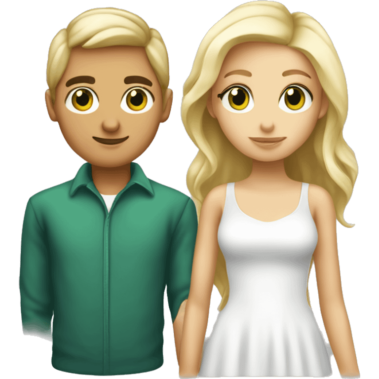 couple fille blonde aux yeux vert  et garçon cheveux brun et yeux brun  emoji