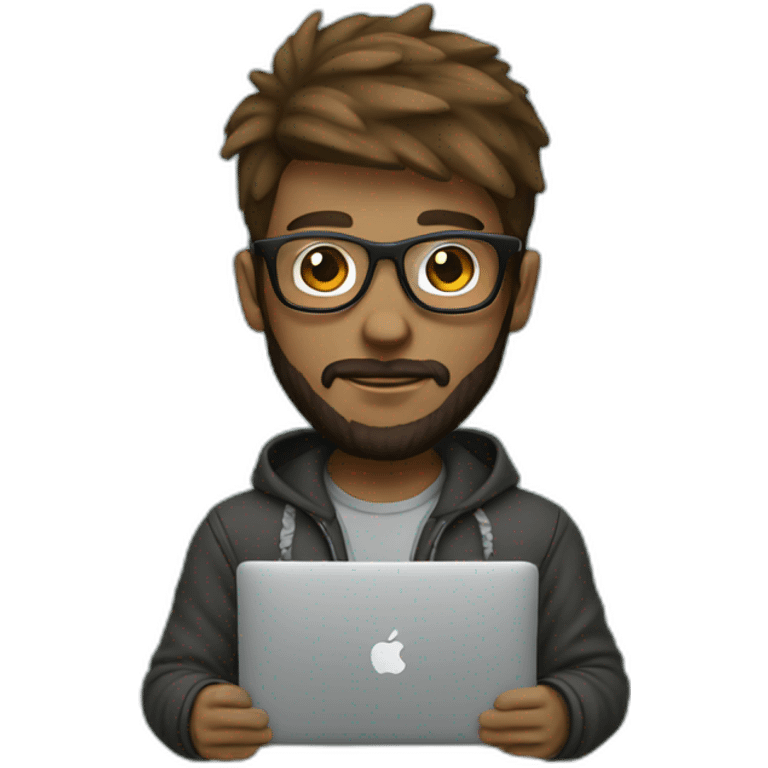 hipster with hoodie and a macbook emoji