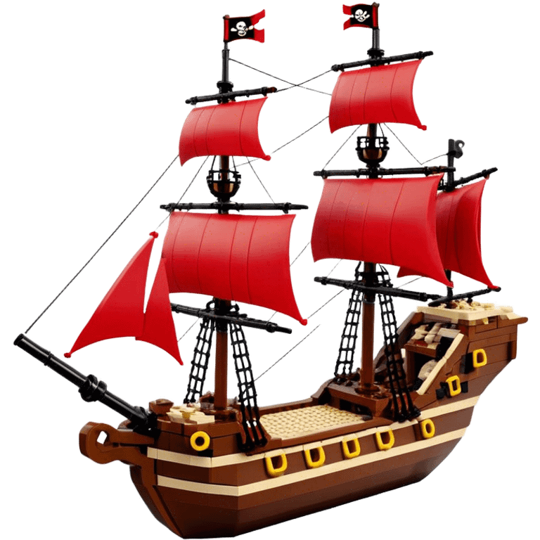 Pirate Ship (Toy) - Lego Pirate Ship (Model Year: 2021) (Iconic colour: Brown with red sails) emoji