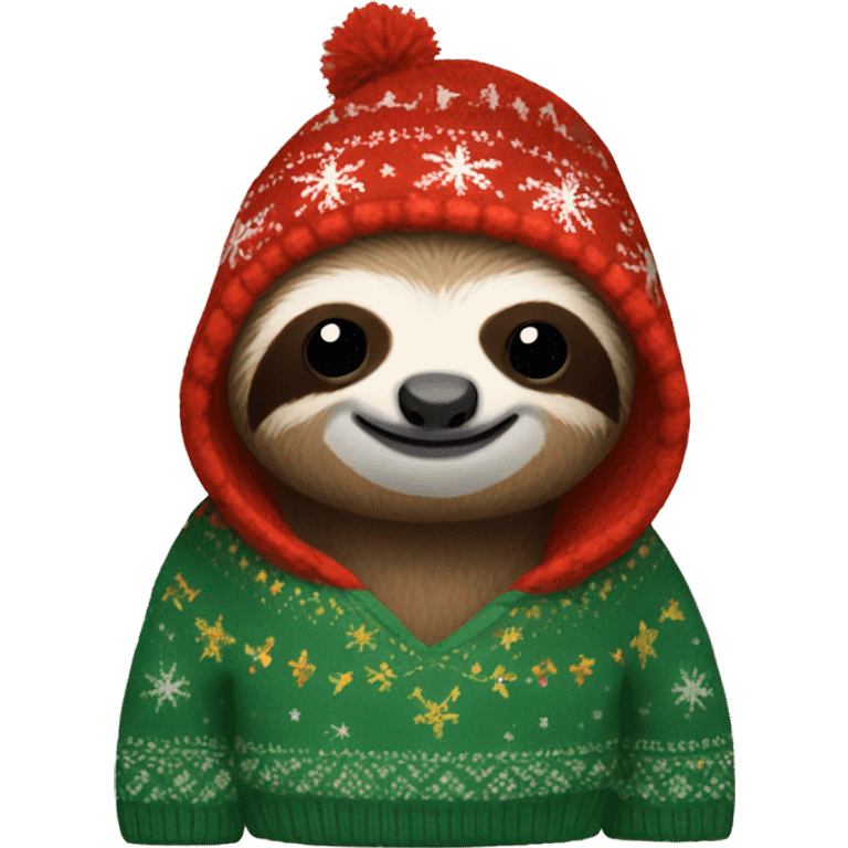 sloth with a christmas sweater emoji