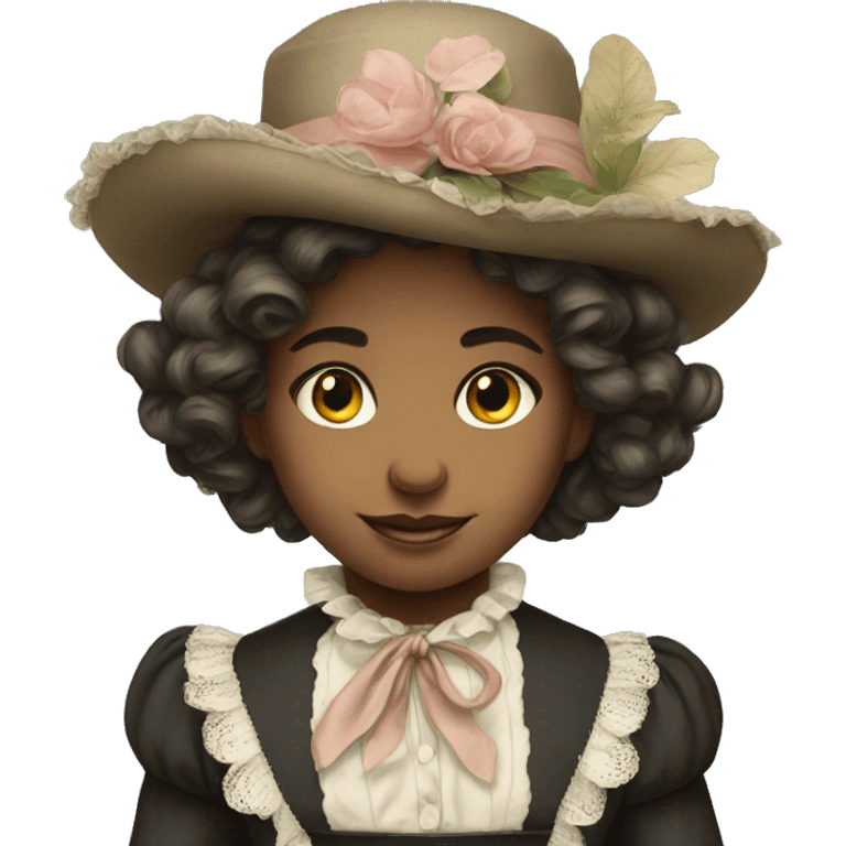 
young girl in 19th century costume emoji