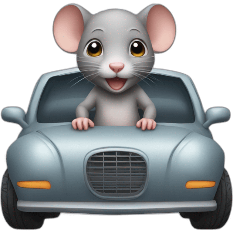 rat baby with car emoji