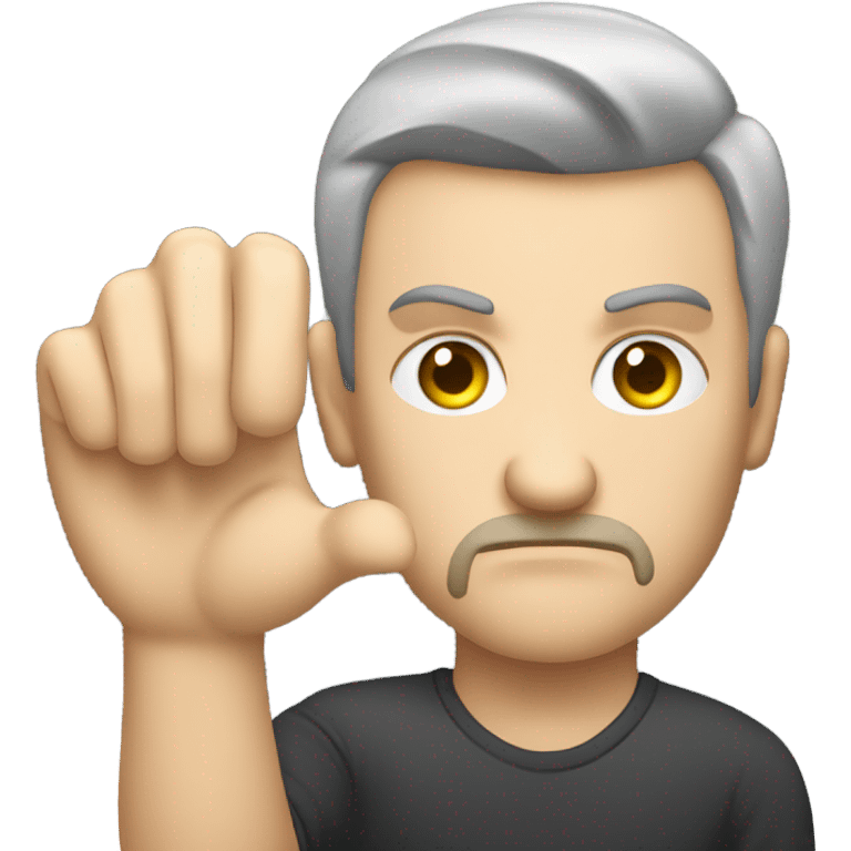 Caucasian Man sticking out his hand with money and a scowl emoji