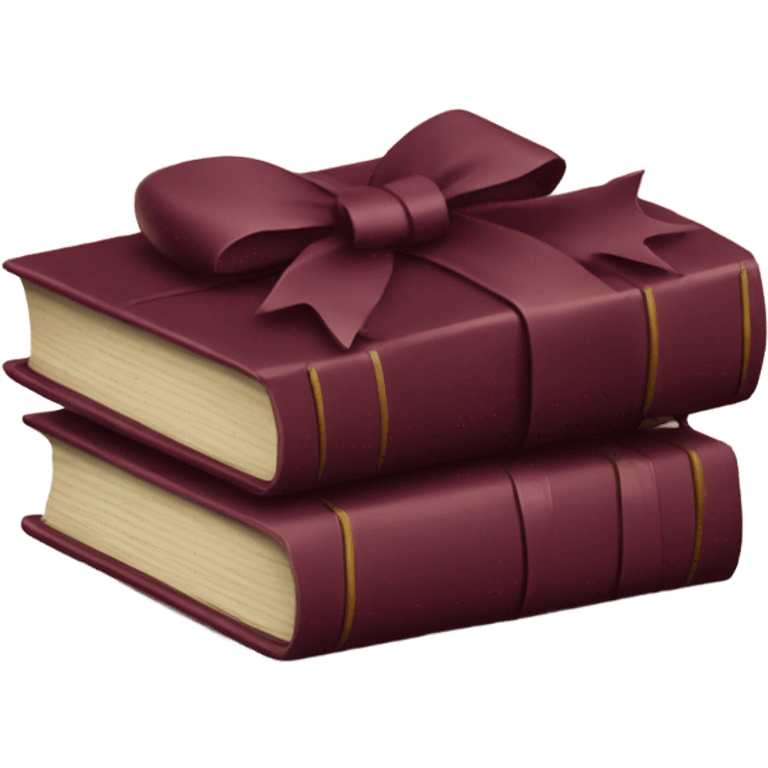 burgundy books stacked up and tied together by a burgundy bow emoji