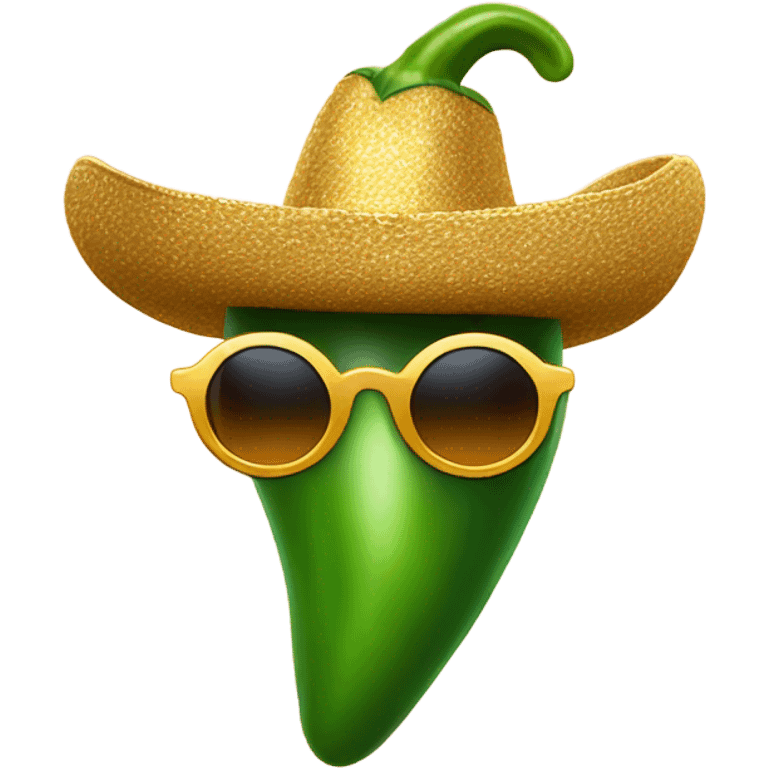 pepper with sombrero and sunglasses and golden necklace emoji