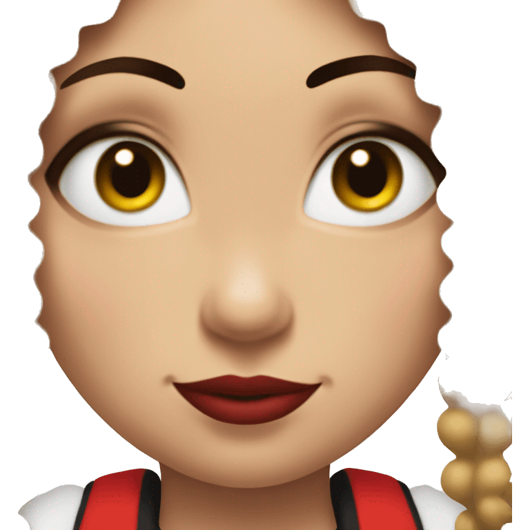 Harley Quinn girls face with brown curly hair emoji