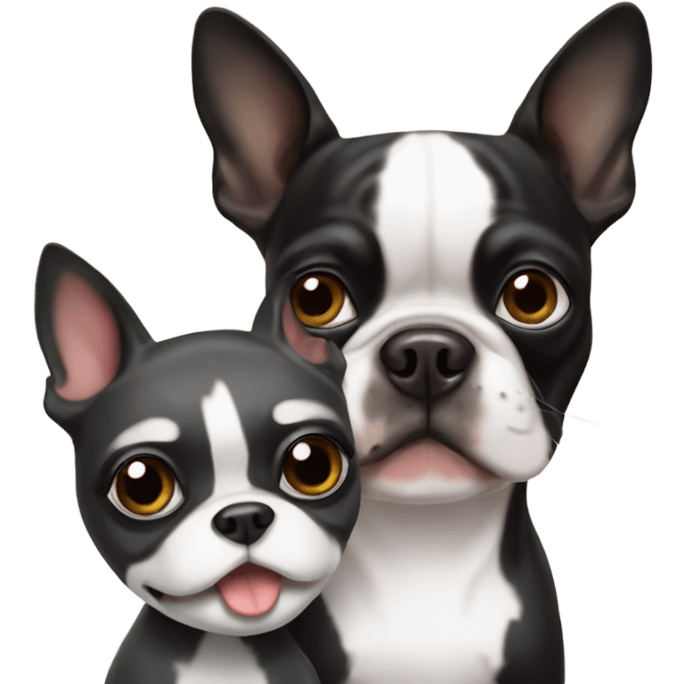 boston terrier with raccoon emoji