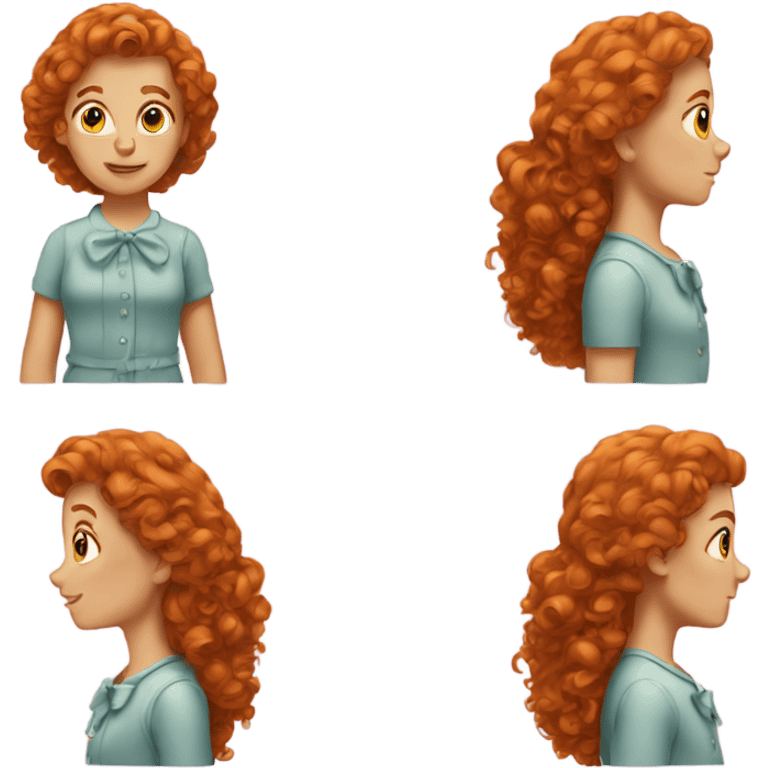 Ginger girl with curly hair and bow emoji